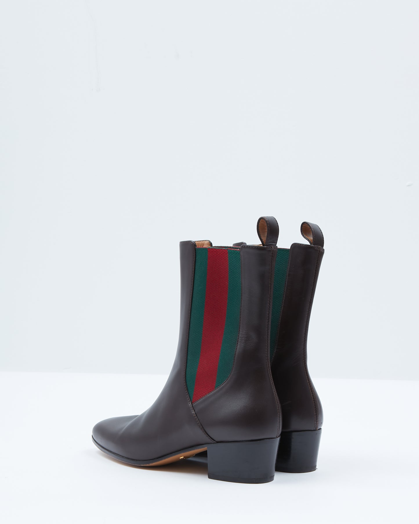 Bottes Chelsea en cuir marron avec accents Web Gucci - 37