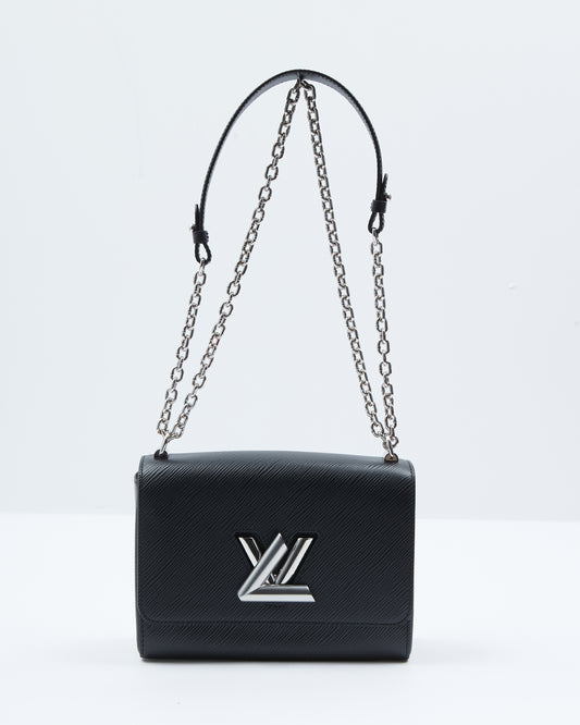 Sac MM à rabat torsadé en cuir épi noir Louis Vuitton