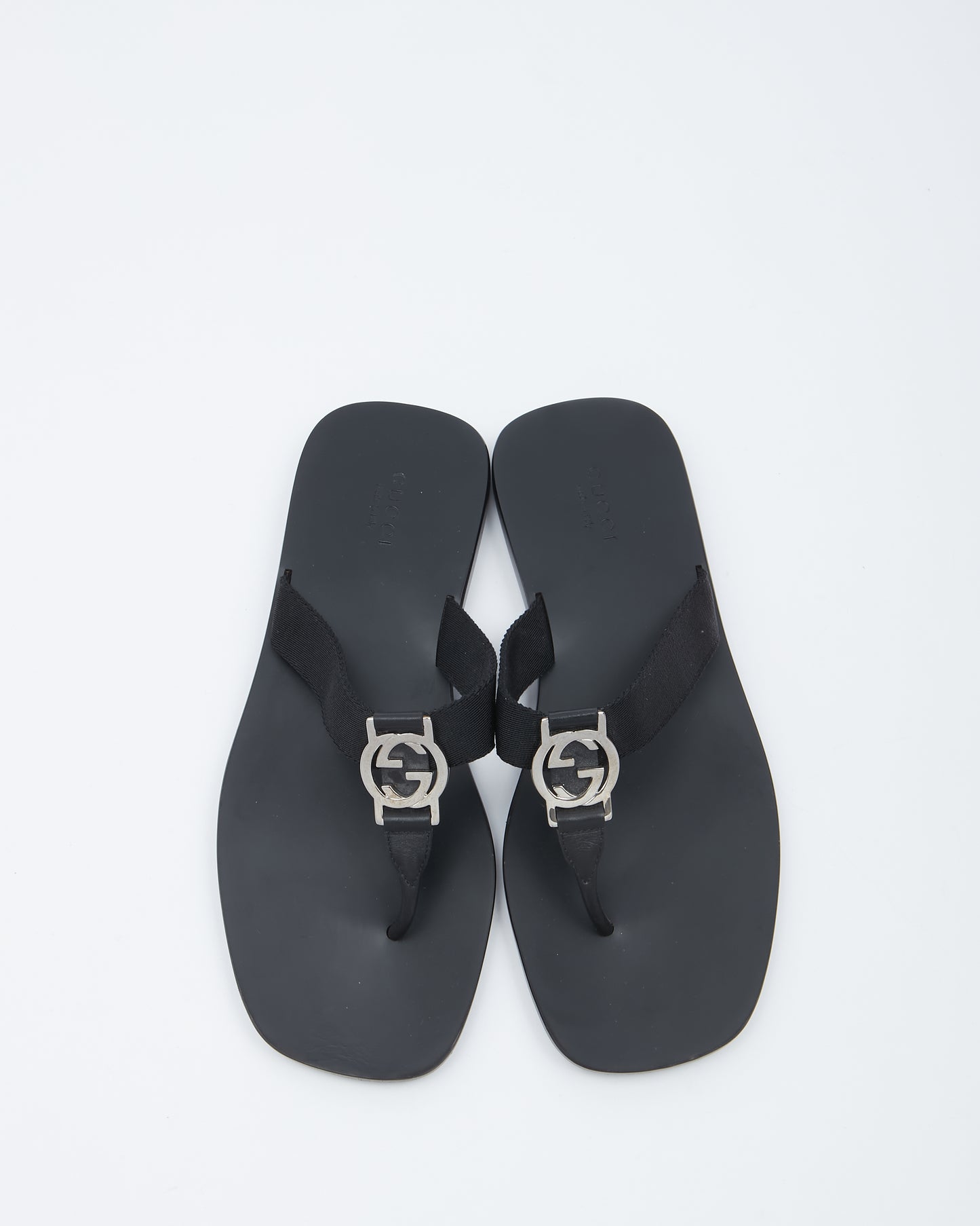 Gucci Black Interlocking GG Sandals - 36.5