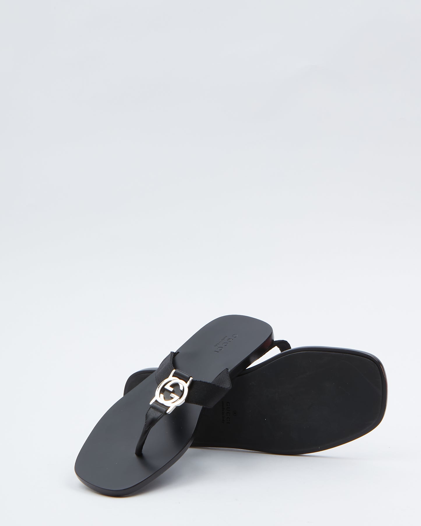 Gucci Black Interlocking GG Sandals - 36.5