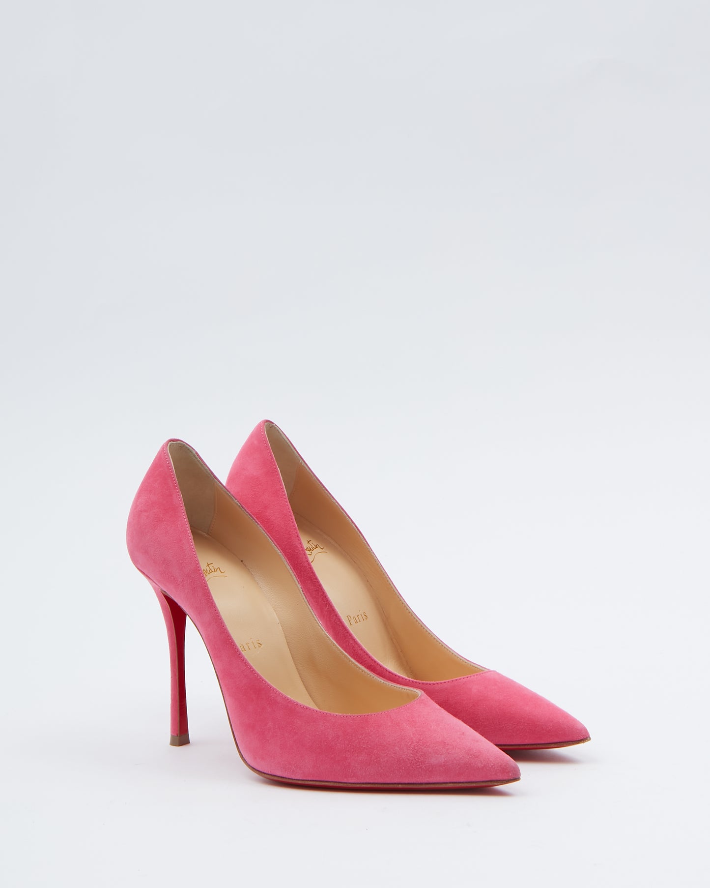 Louboutin Pink Suede Corneille 85 Heels - 36.5