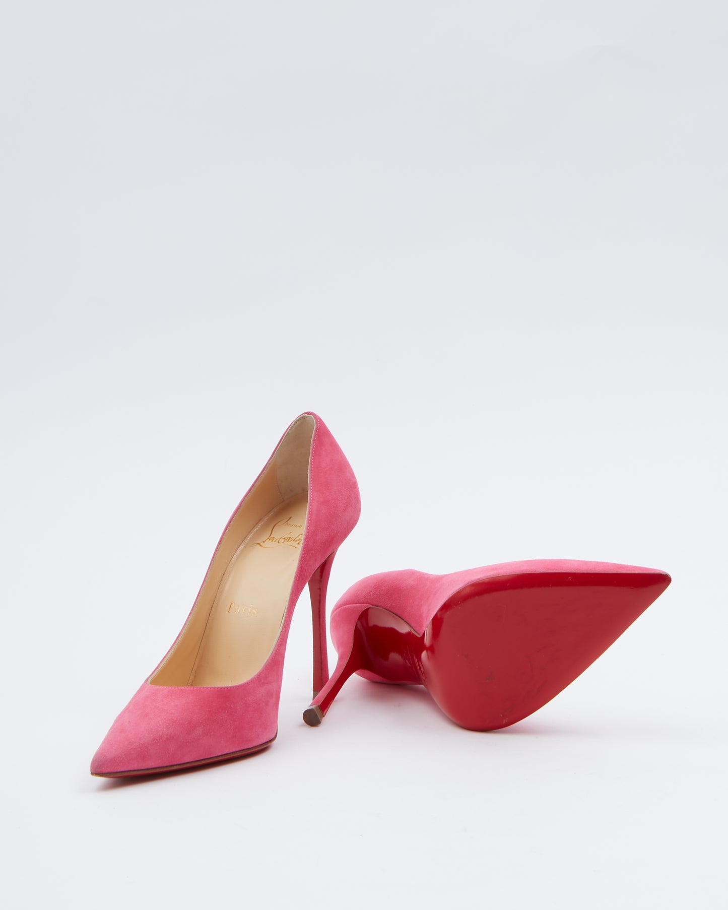 Louboutin Pink Suede Corneille 85 Heels - 36.5