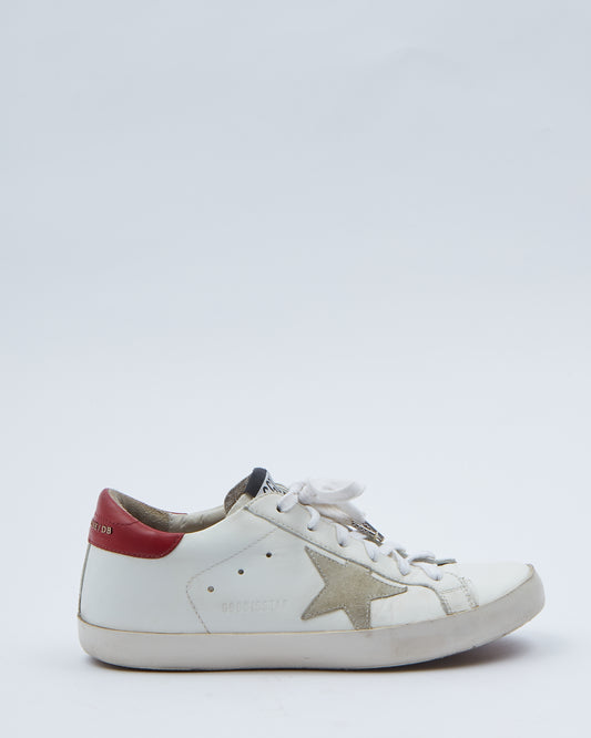 Baskets Super-Star en cuir blanc/rouge Golden Goose - 39