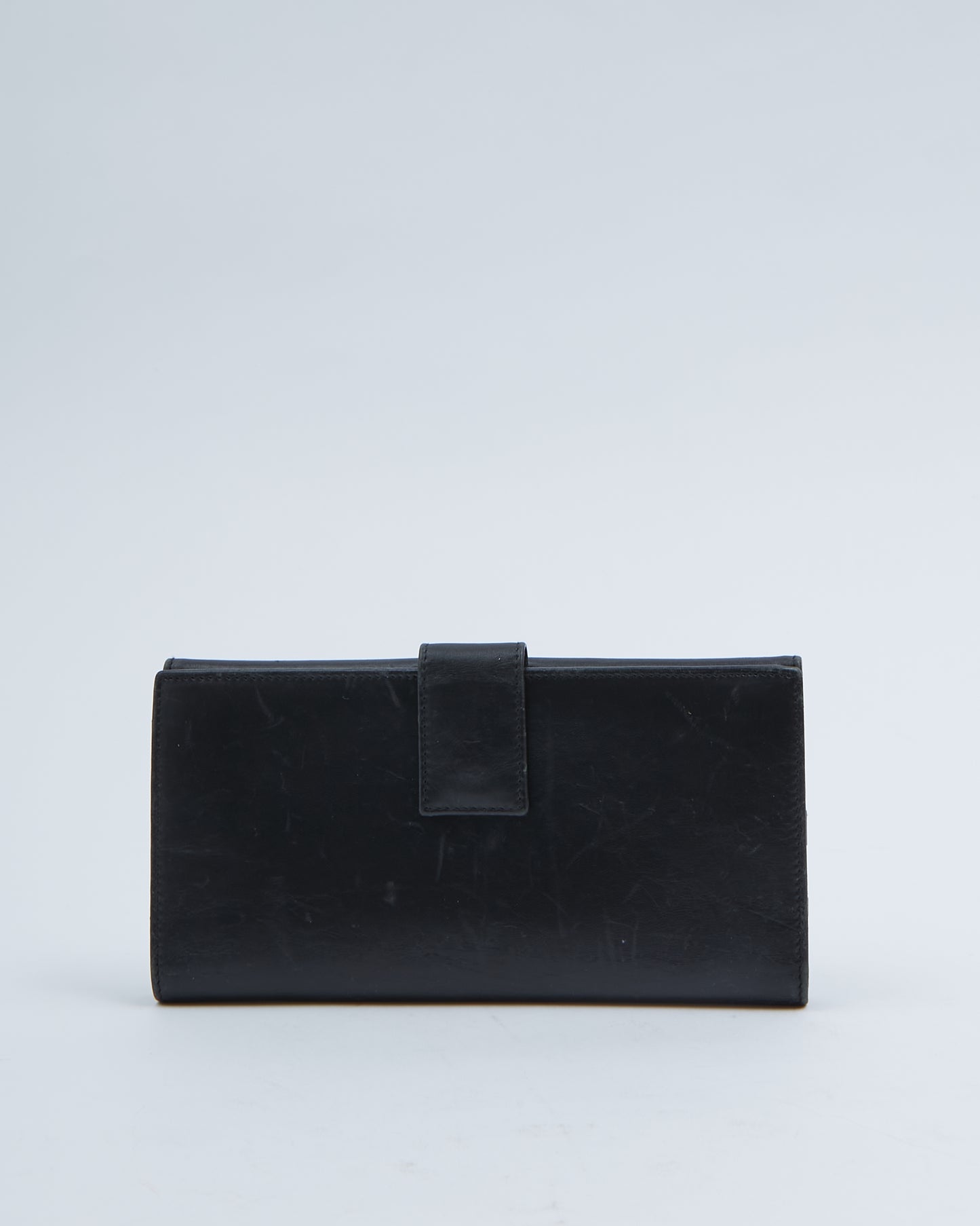 Gucci Black Leather Interlocking GG Flap Wallet