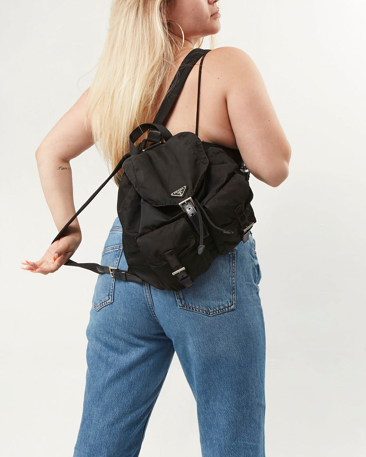 Sac à dos Prada en nylon noir Tessuto à deux poches