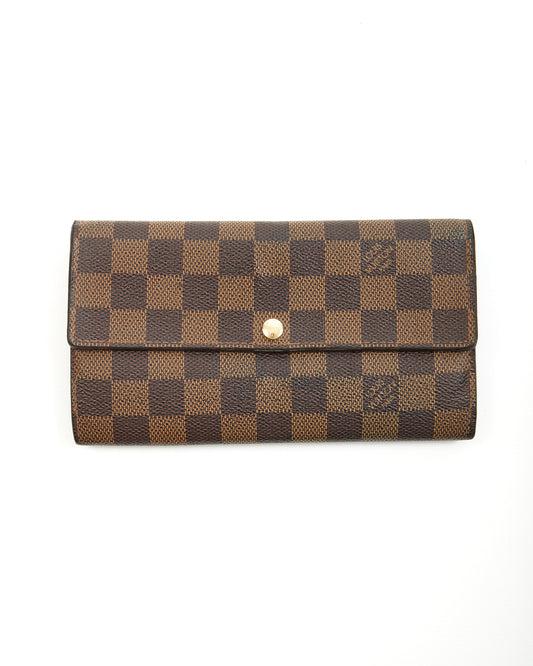 Louis Vuitton Damier Ebene Toile Sarah Long Portefeuille