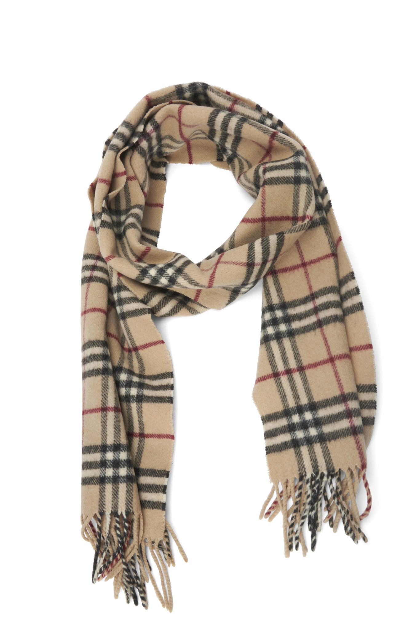 Burberry Beige Check Wool Scarf