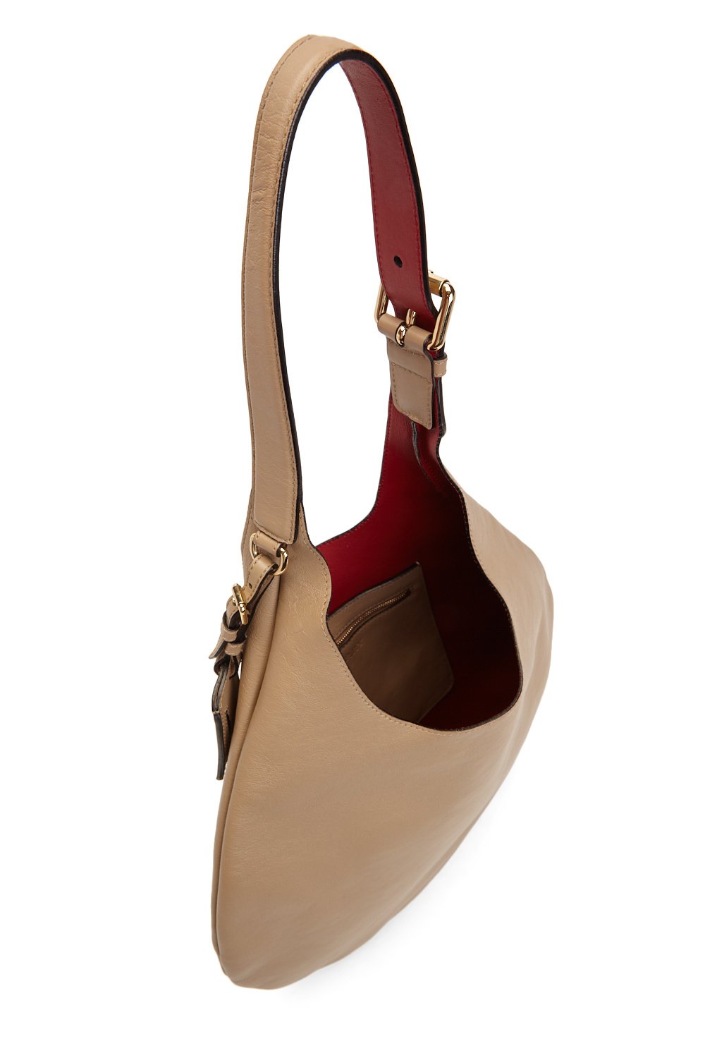 Burberry Beige Leather Flat Hobo Shoulder Bag