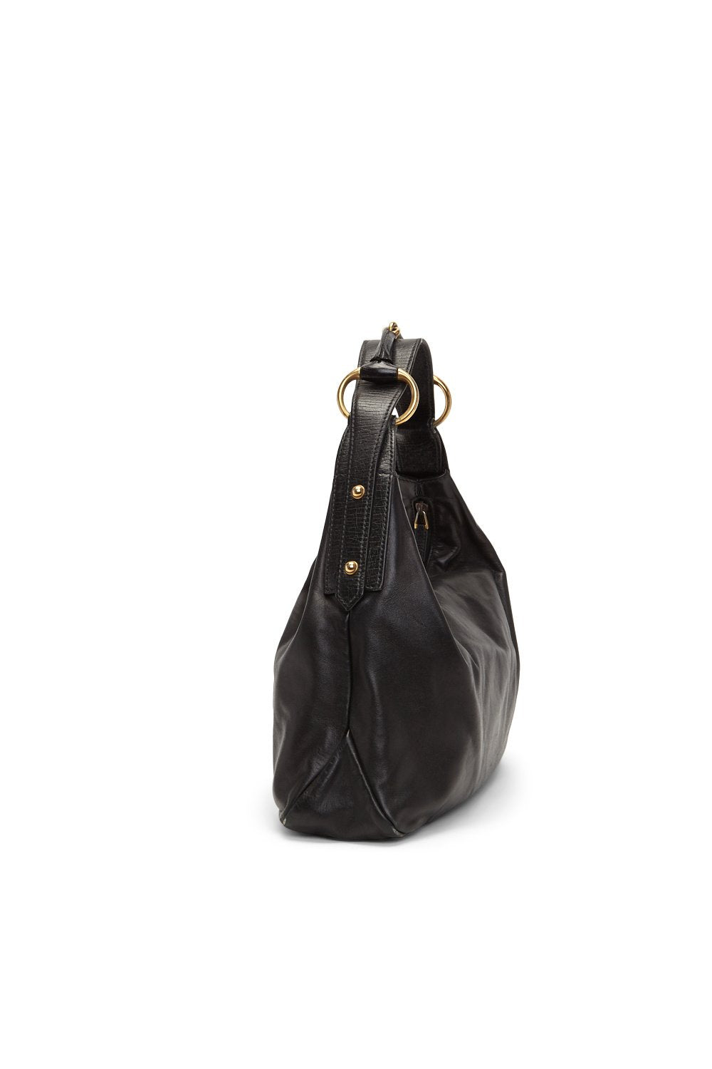 Gucci Black Leather Horsebit Hobo Bag