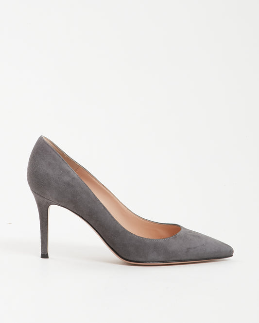 Gianvito Rossi Dark Grey Suede 85 Point Toe Heel - 36