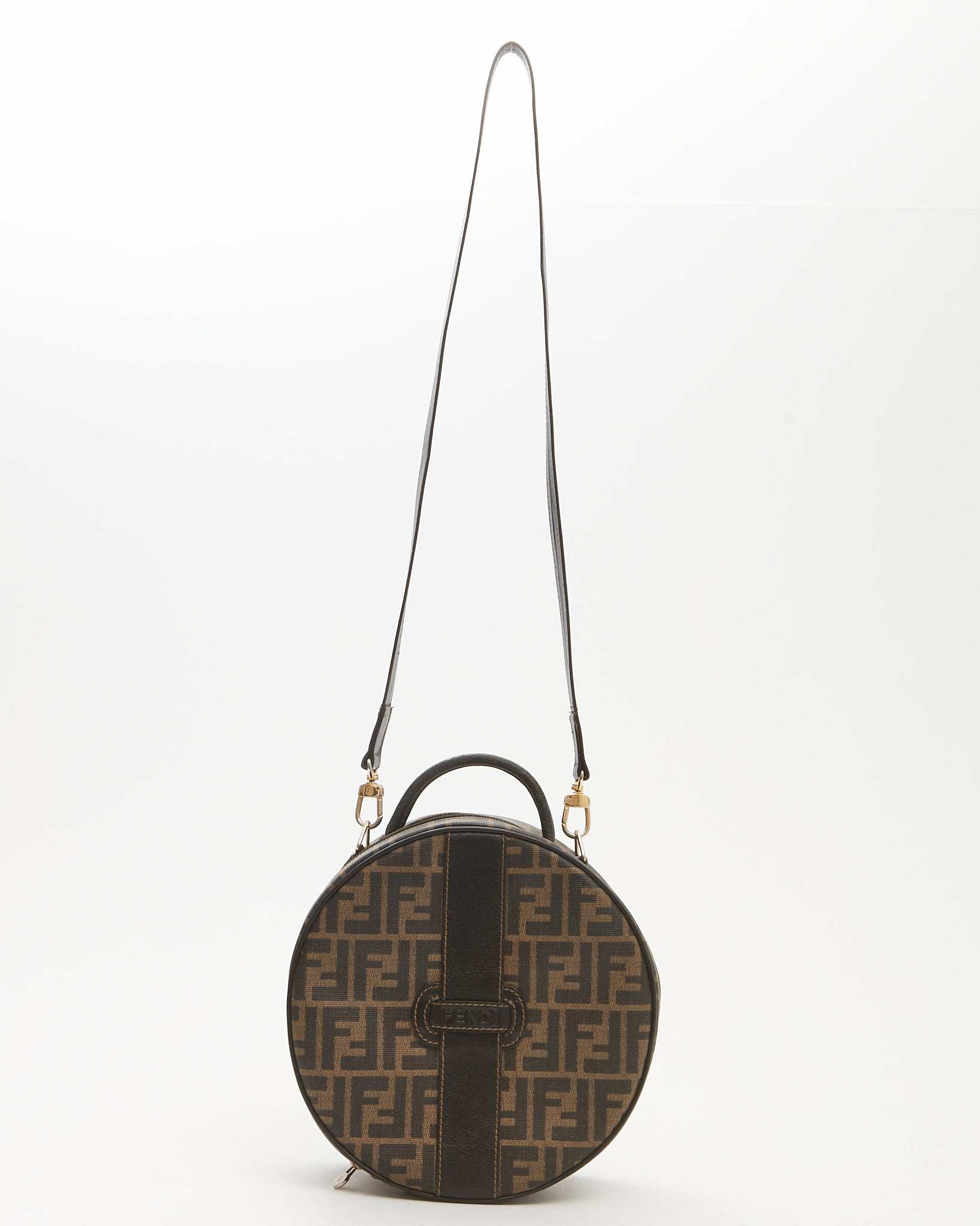 Fendi Tobacco Zucca Coated Canvas Circle Shoulder Bag