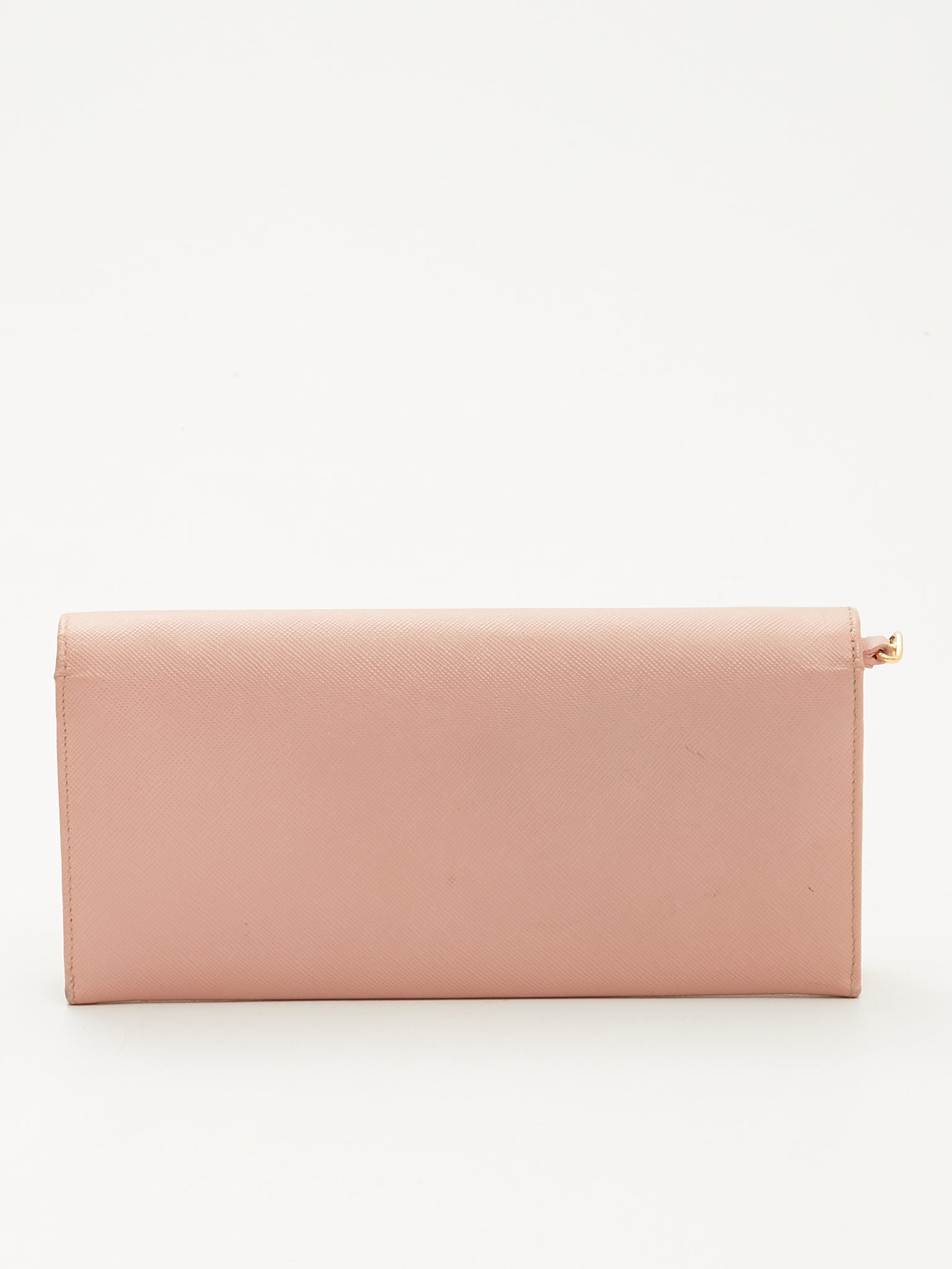 Prada Blush Pink Saffiano Wallet On Chain