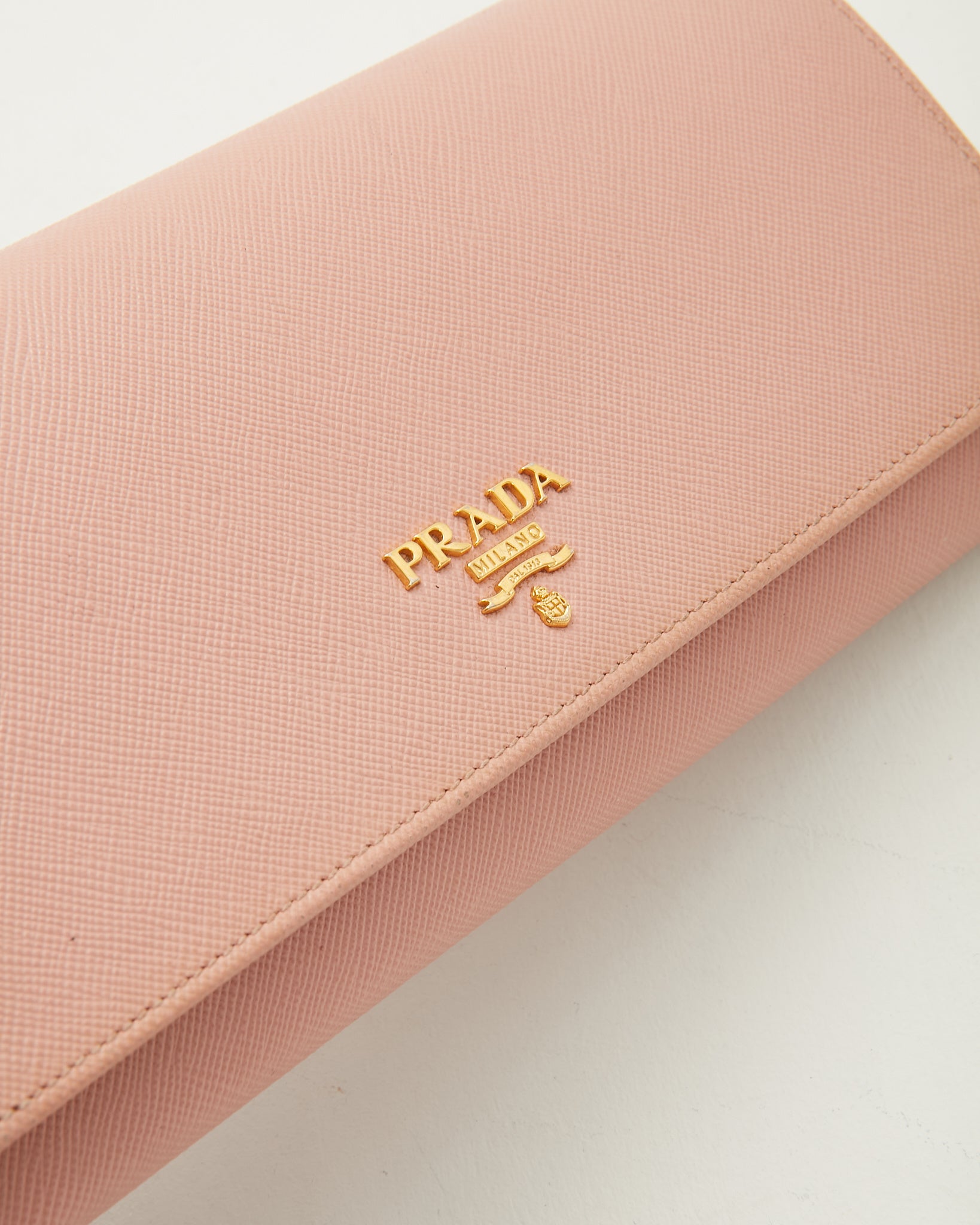 Prada Blush Pink Saffiano Wallet On Chain