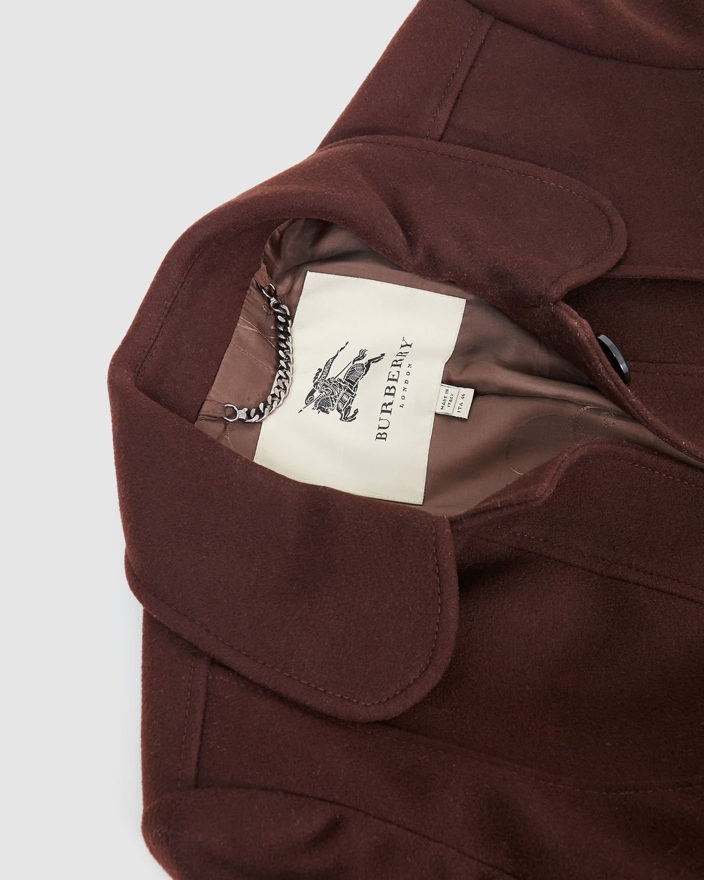 Burberry Manteau long classique en laine bordeaux à simple boutonnage - 12