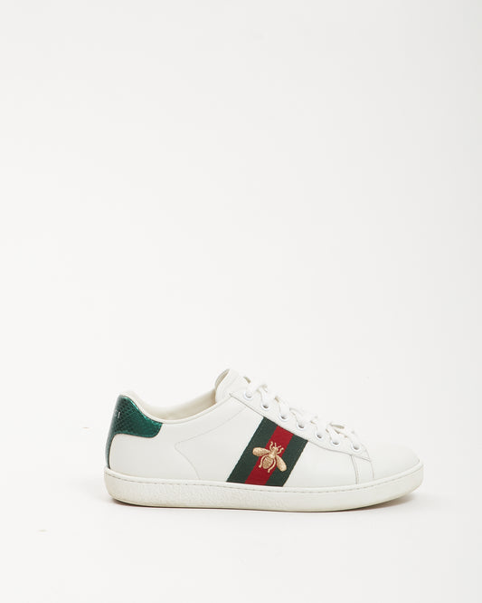 Gucci White Ace Web Bee Sneaker - 36.5