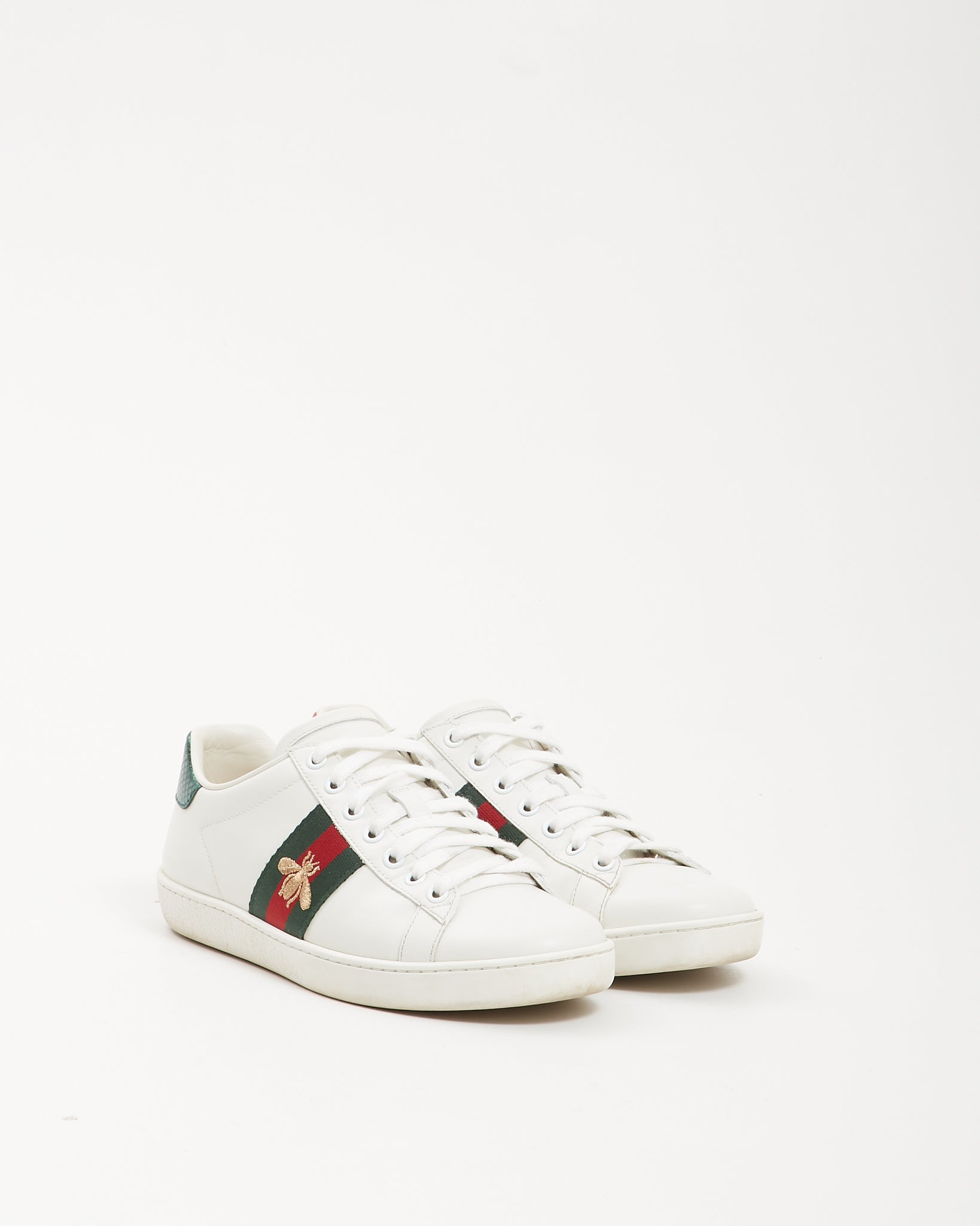 Gucci White Ace Web Bee Sneaker - 36.5