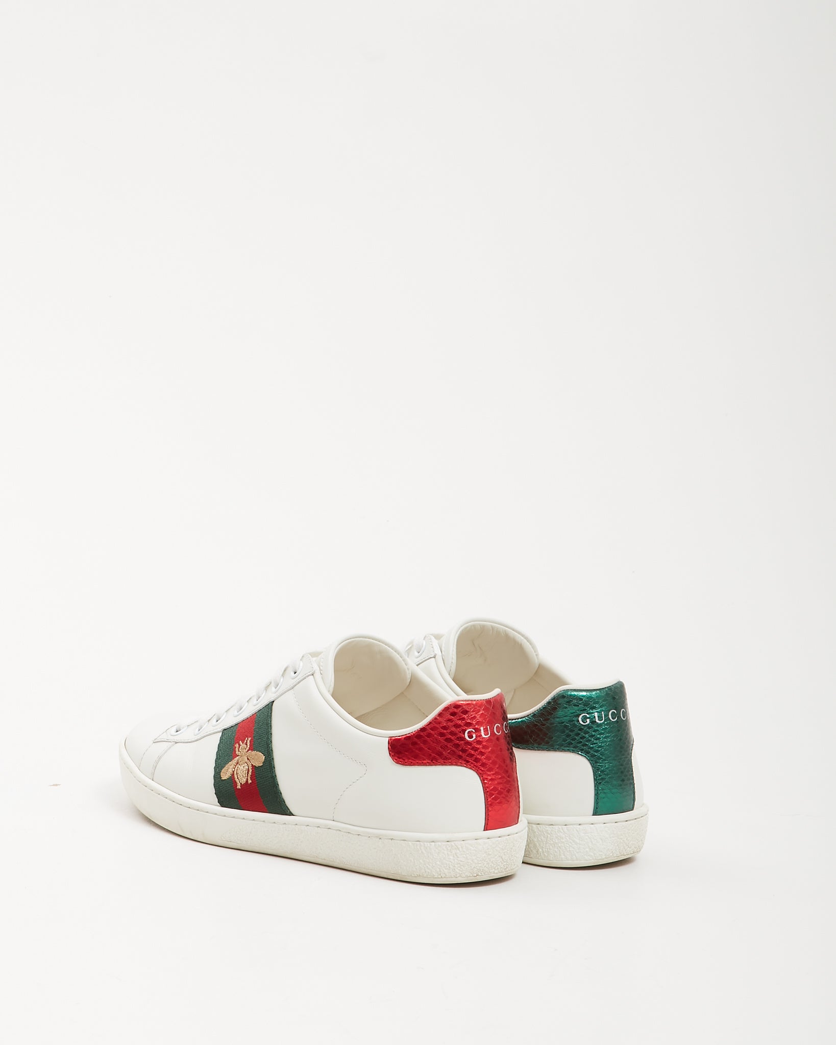 Gucci White Ace Web Bee Sneaker - 36.5