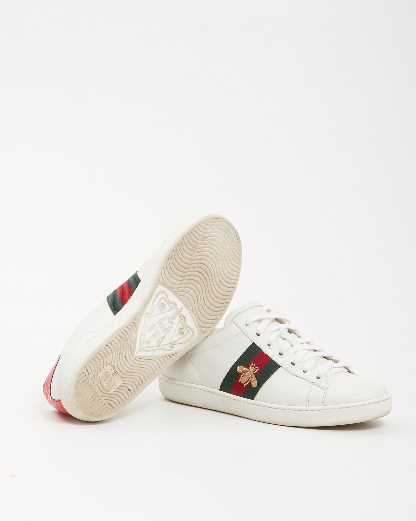 Gucci White Ace Web Bee Sneaker - 36.5