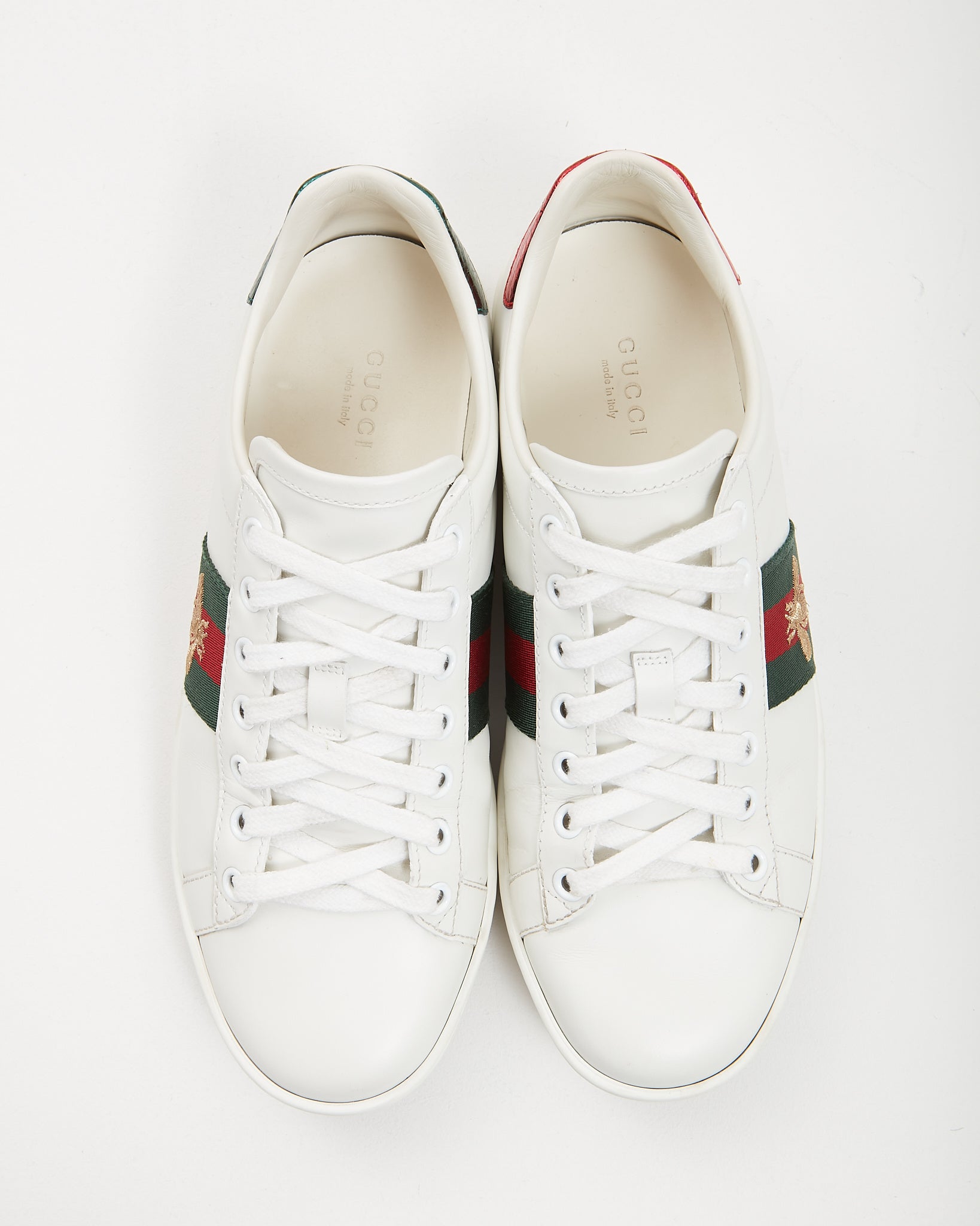 Gucci White Ace Web Bee Sneaker - 36.5