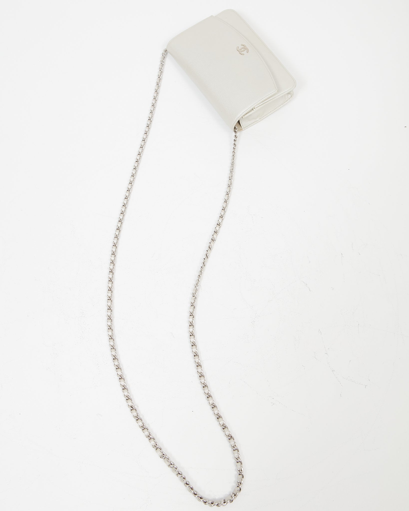 Chanel Pearl Caviar Leather SHW Wallet On Chain