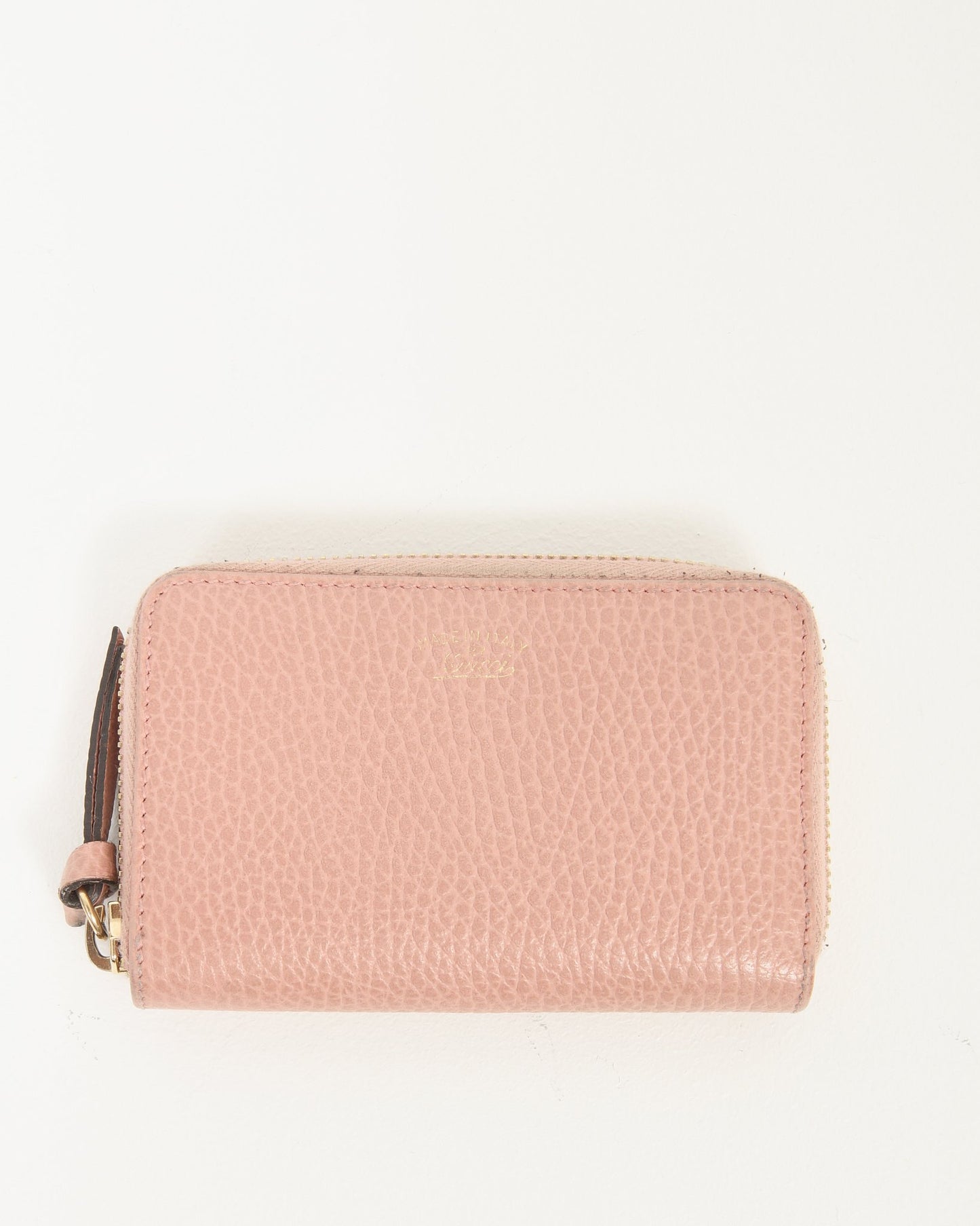 Portefeuille compact Zippy en cuir grainé rose Gucci