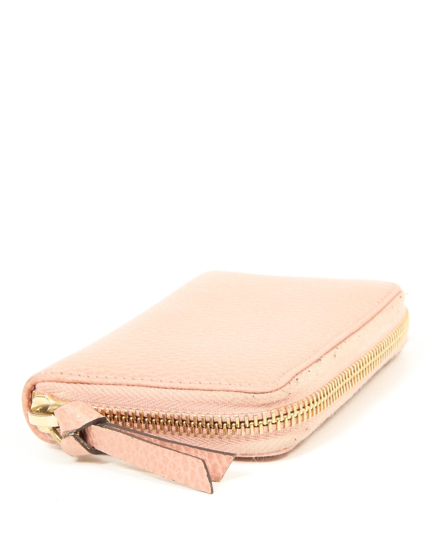 Portefeuille compact Zippy en cuir grainé rose Gucci