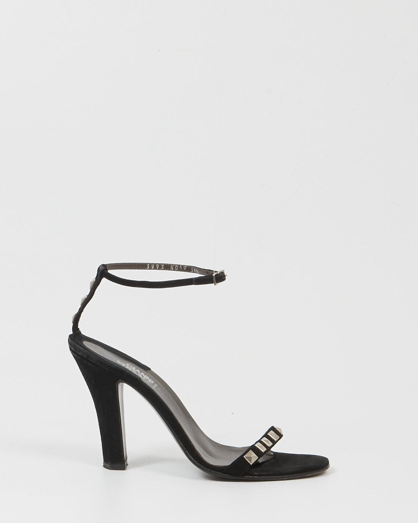 Versace Vintage Black Suede Embellished Toe Sandals - 38.5