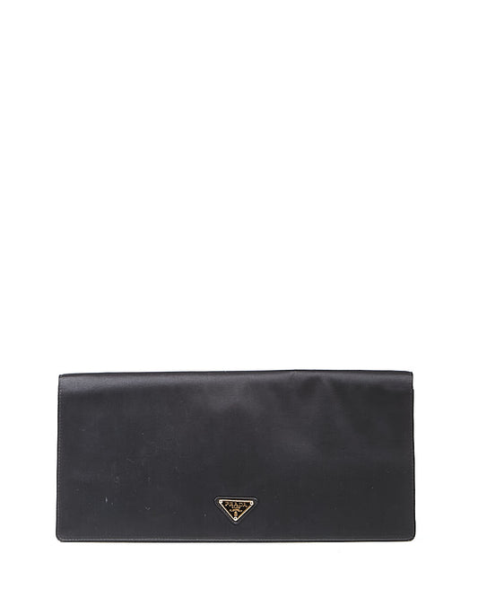 Prada Black Satin Evening Clutch