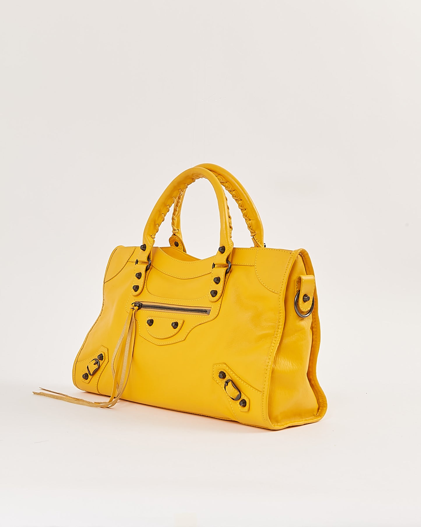 Balenciaga Mustard Yellow Leather Motocross Classic City Bag