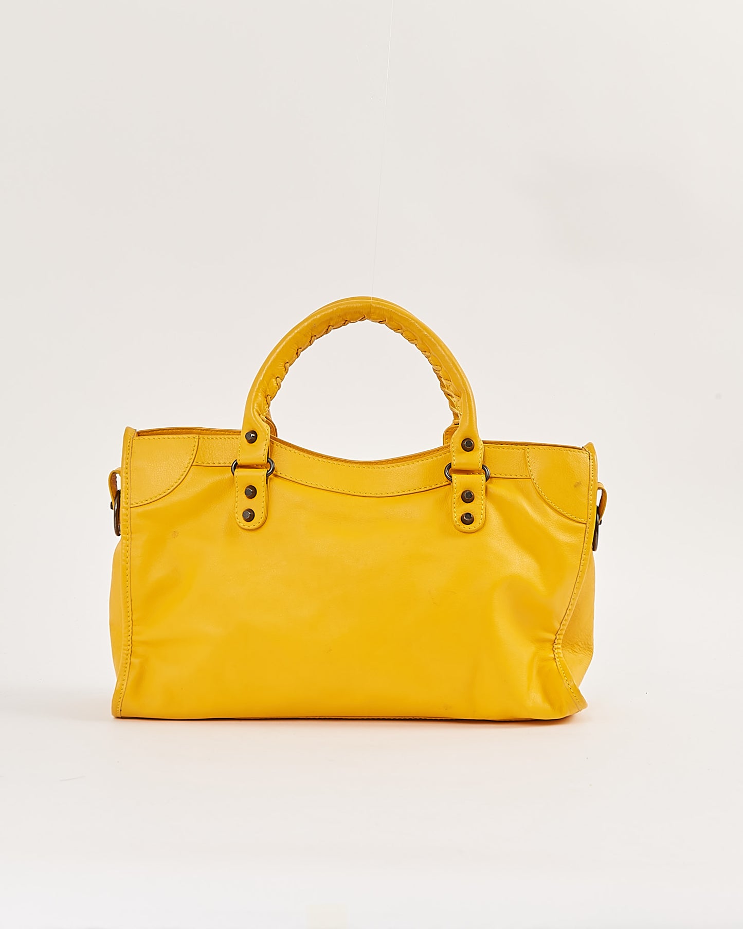 Balenciaga Mustard Yellow Leather Motocross Classic City Bag