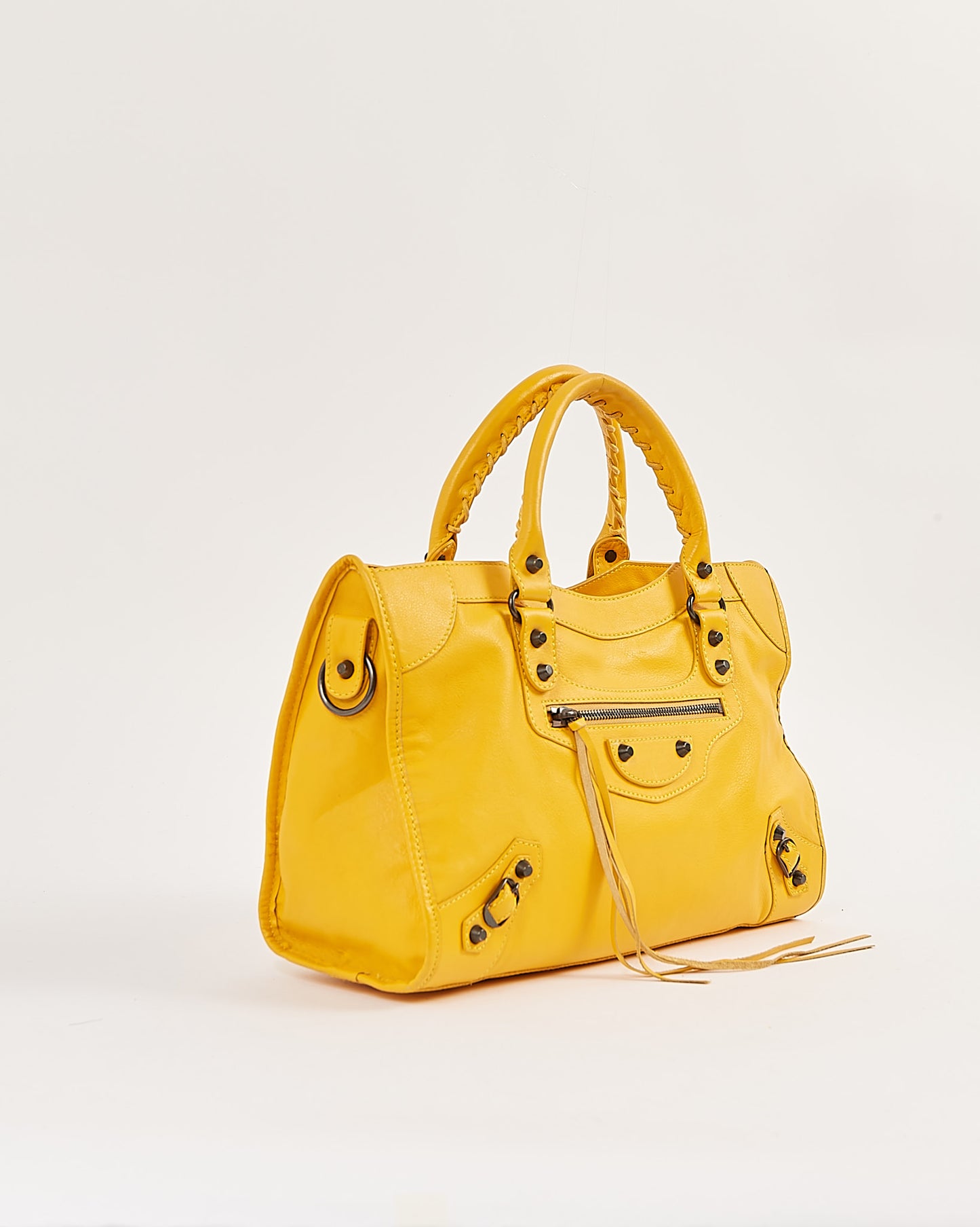 Balenciaga Mustard Yellow Leather Motocross Classic City Bag