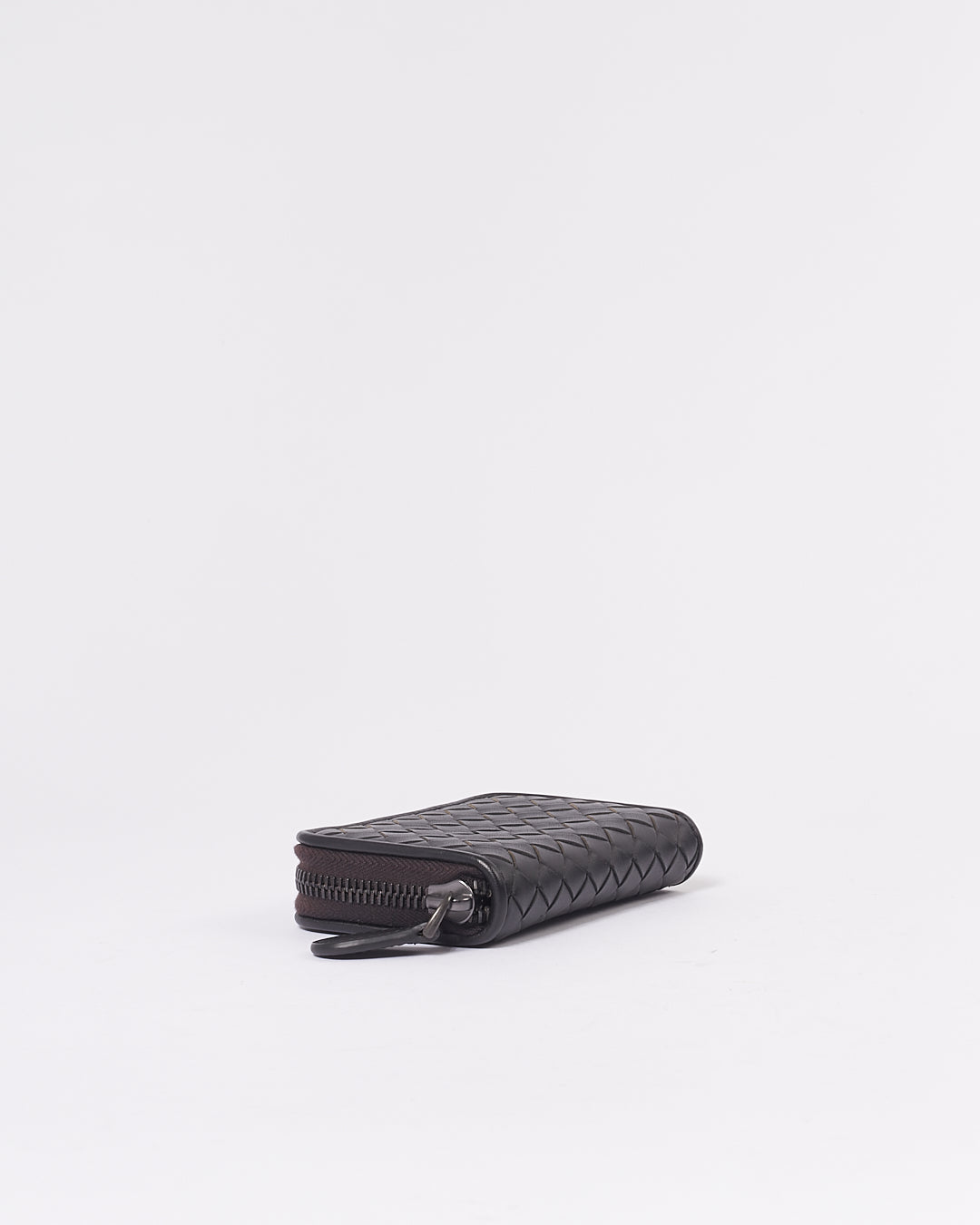 Bottega Veneta Dark Brown Intrecciato Leather Zippy Mini wallet