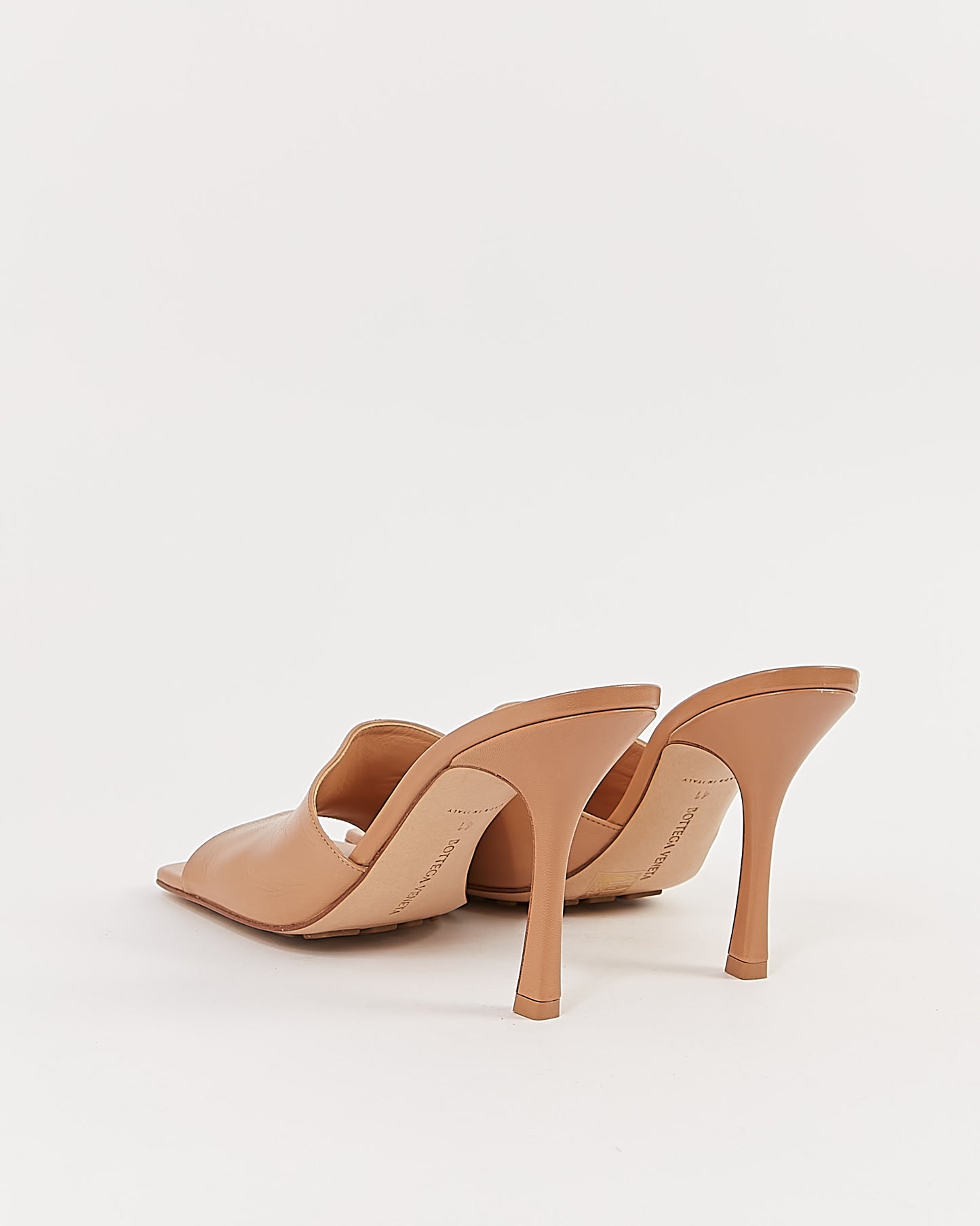 Bottega Veneta Nude Pelle Sandale Mule Talons - 41