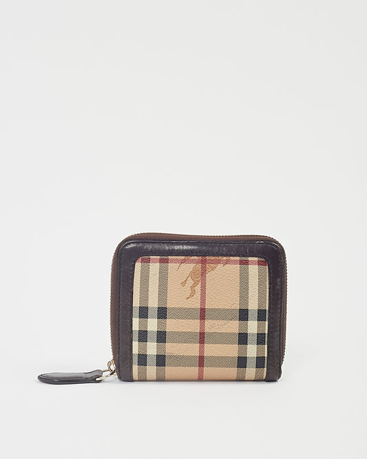 Portefeuille Zippy en toile enduite Nova Check en cuir marron Burberry