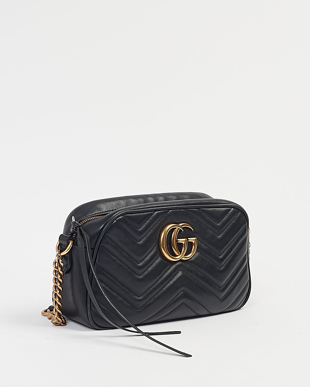 Gucci Black Leather Matelasse GG Marmont Small Camera Bag