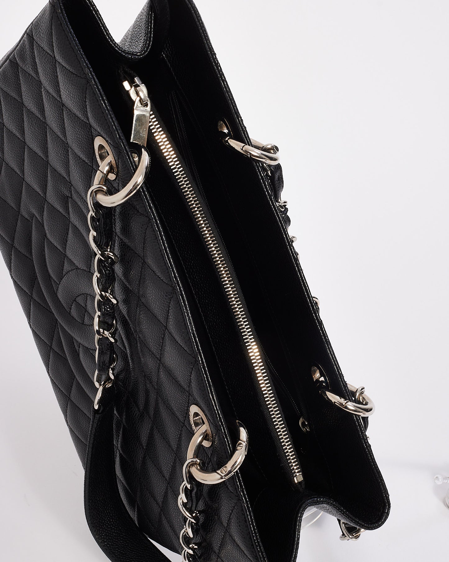 Chanel Black Caviar Leather Grand Shopping Tote (GST) with Silver Hardware