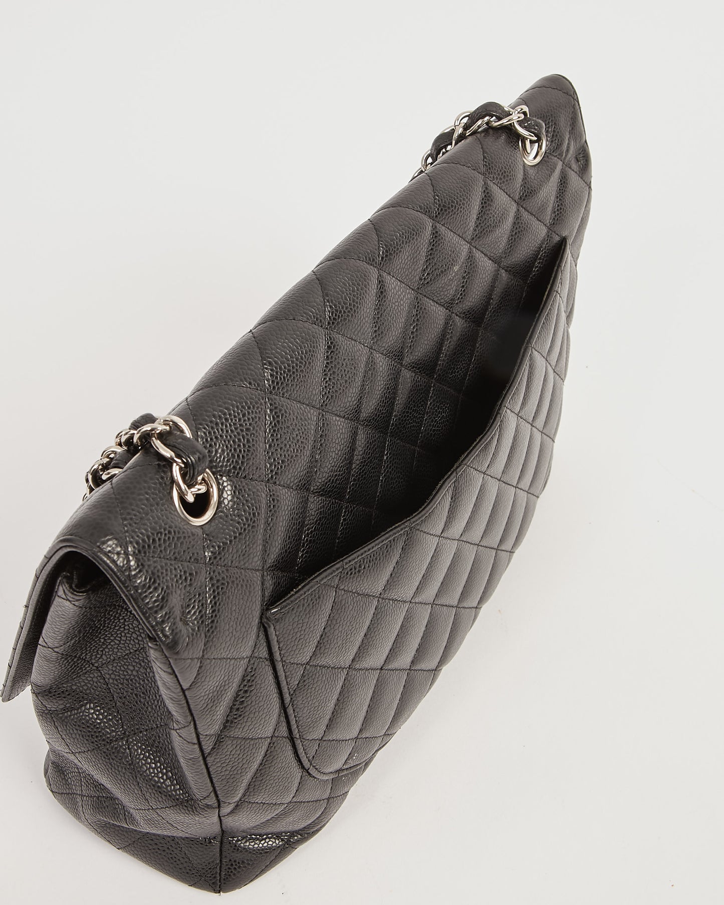 Chanel Black Caviar Quilted Single Flap Classic Maxi Bag