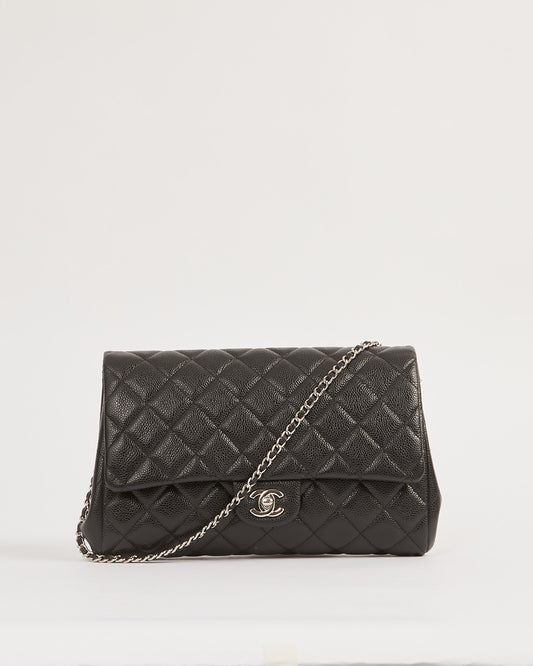 Chanel Black Quilted Lambskin Leather Chain Clutch Flap Bag