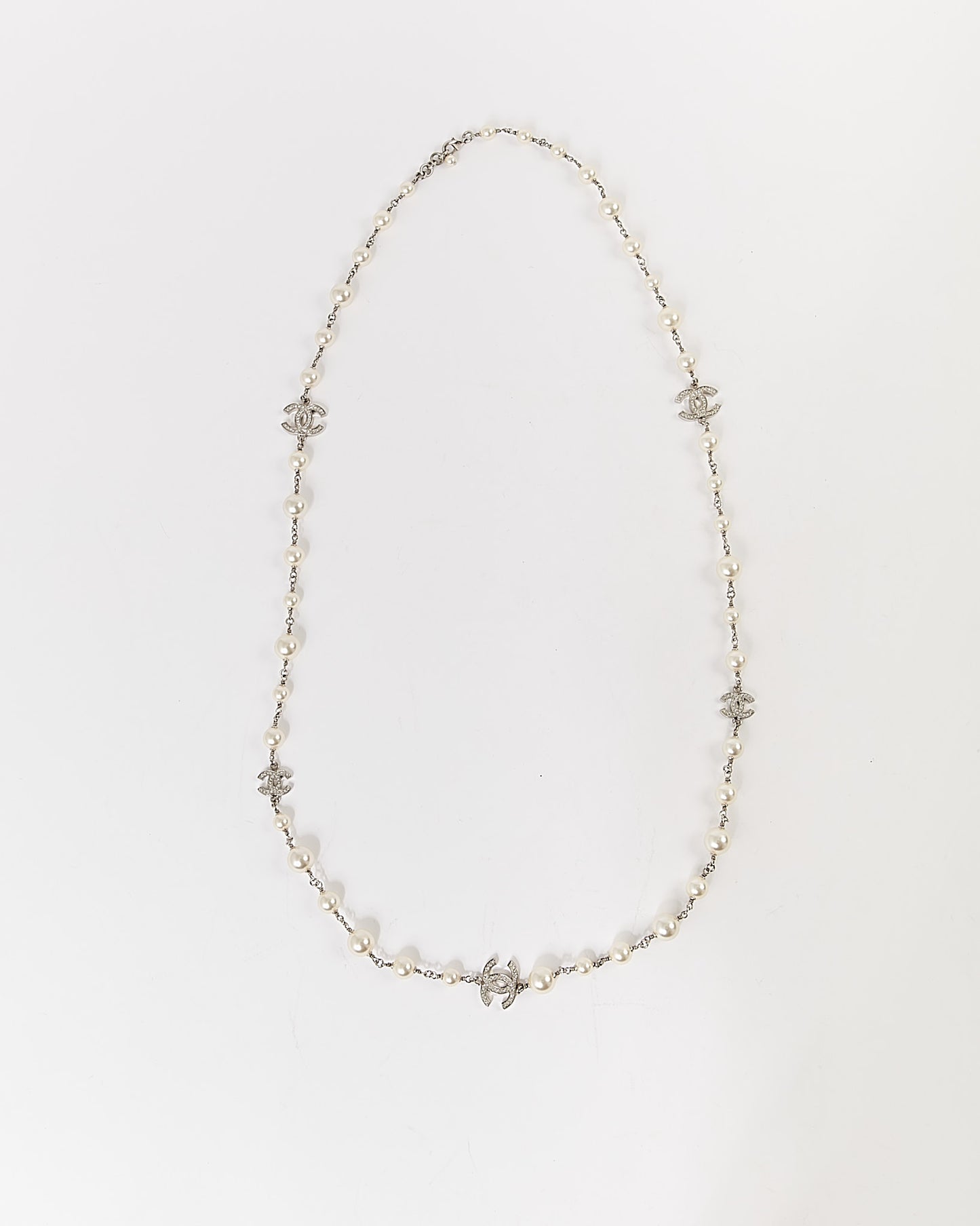 Chanel Faux Pearl & Strass CC Station Necklace