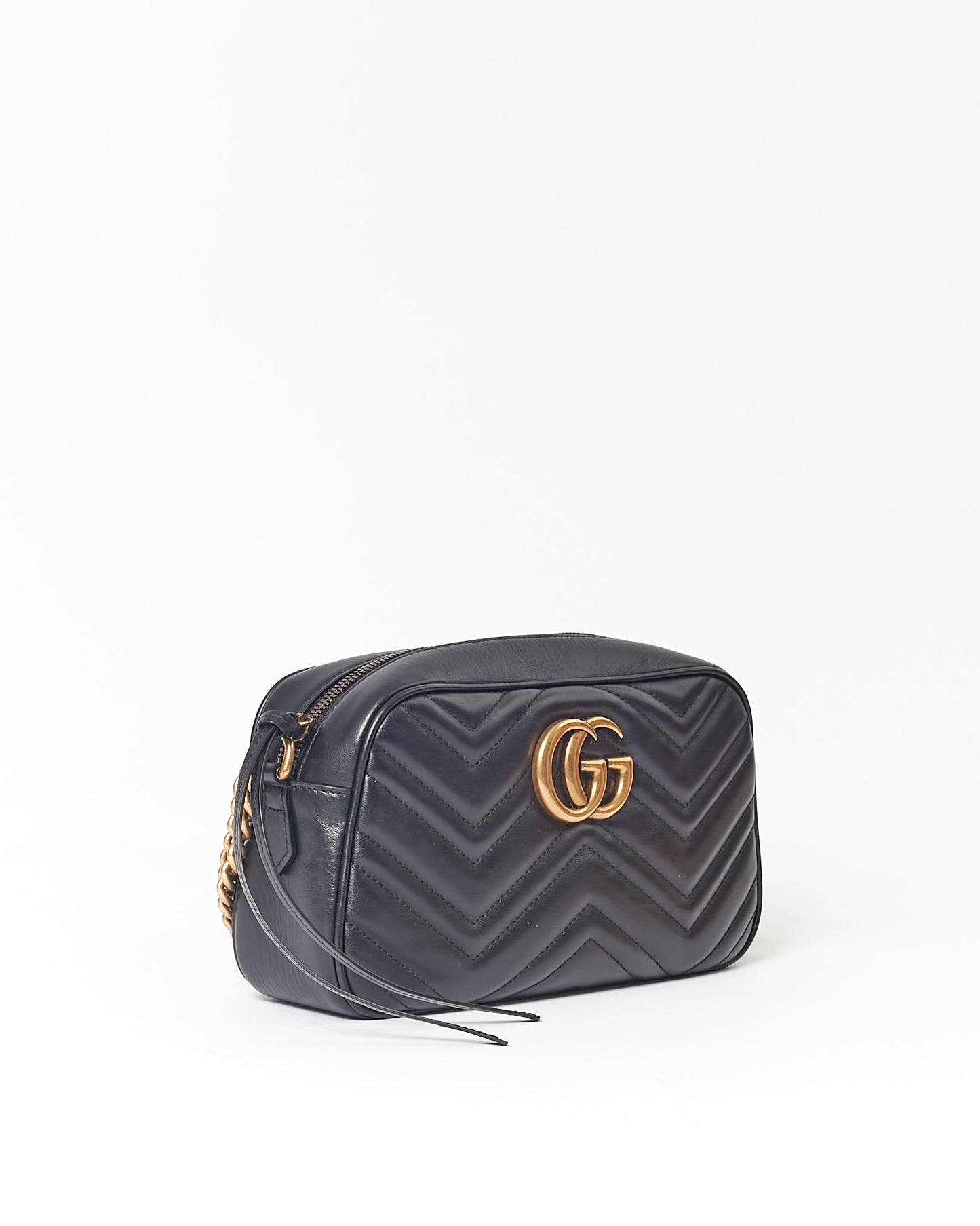 Gucci Black Leather Matelasse GG Marmont Camera Small Bag