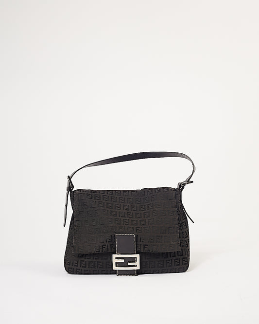 Fendi Sac à bandoulière en toile noire Zucchino Mamma Forever