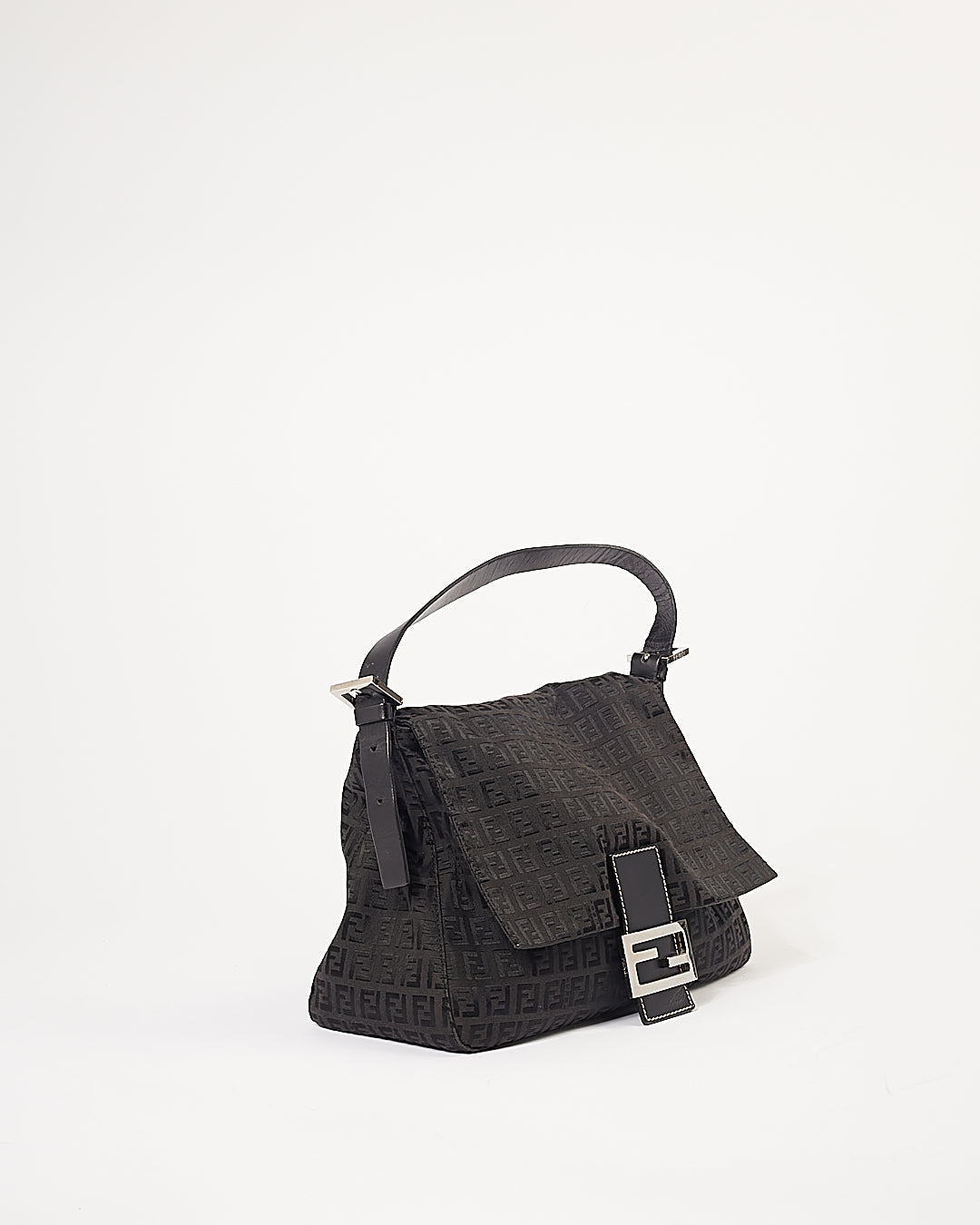 Fendi Sac à bandoulière en toile noire Zucchino Mamma Forever