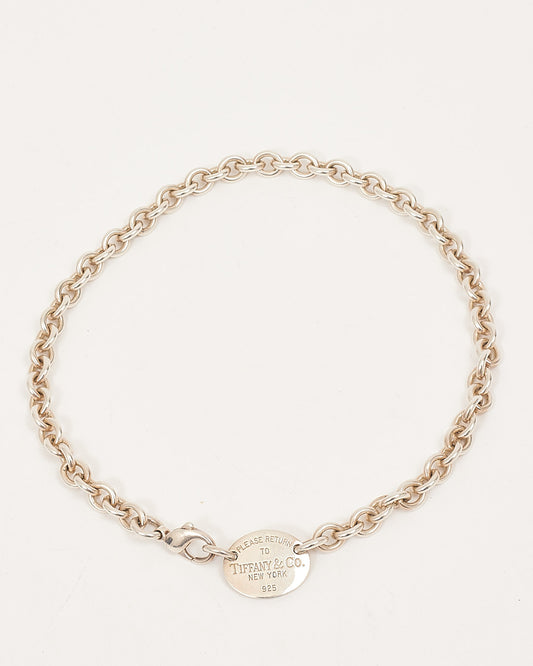 Collier étiquette ovale Tiffany en argent sterling