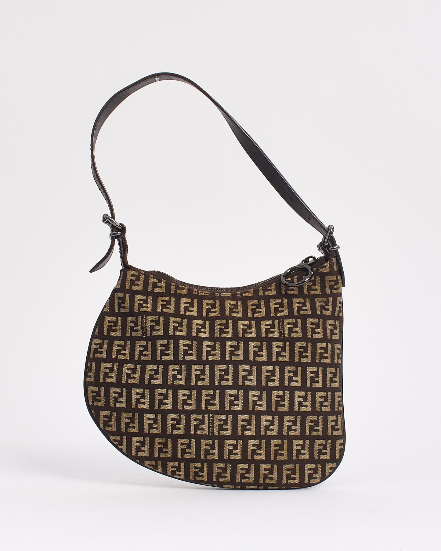 Fendi Brown/Beige Zucchino Print Canvas Small Oyster Bag