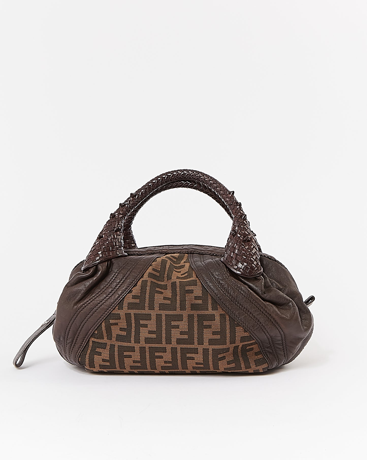 Sac espion pour bébé en toile et cuir imprimé Zucca marron Fendi