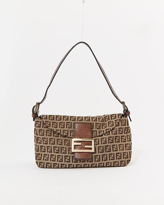 Sac à bandoulière avec logo en toile de courgette marron Fendi