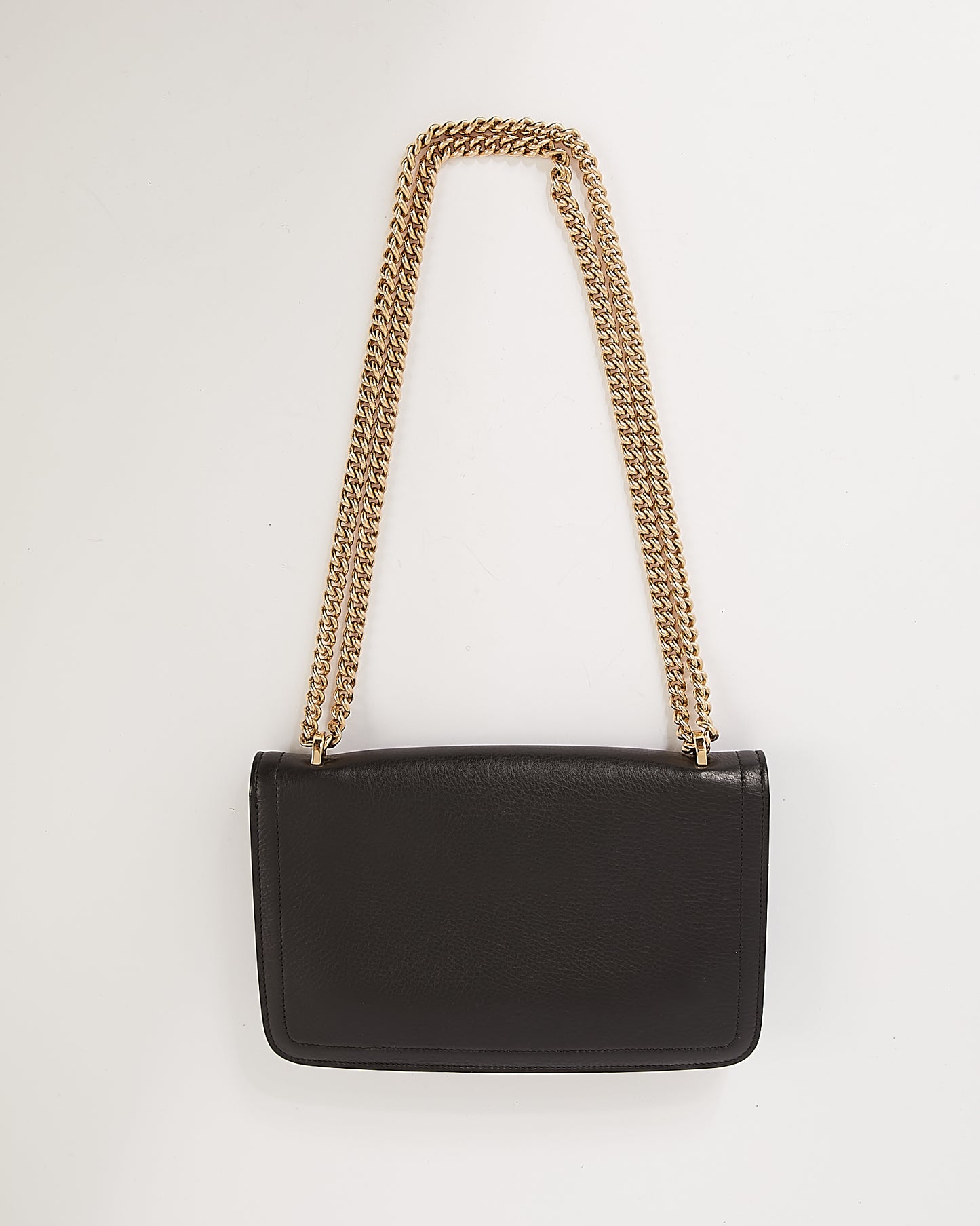 Ferragamo Black Leather Flap Shoulder Chain Bag