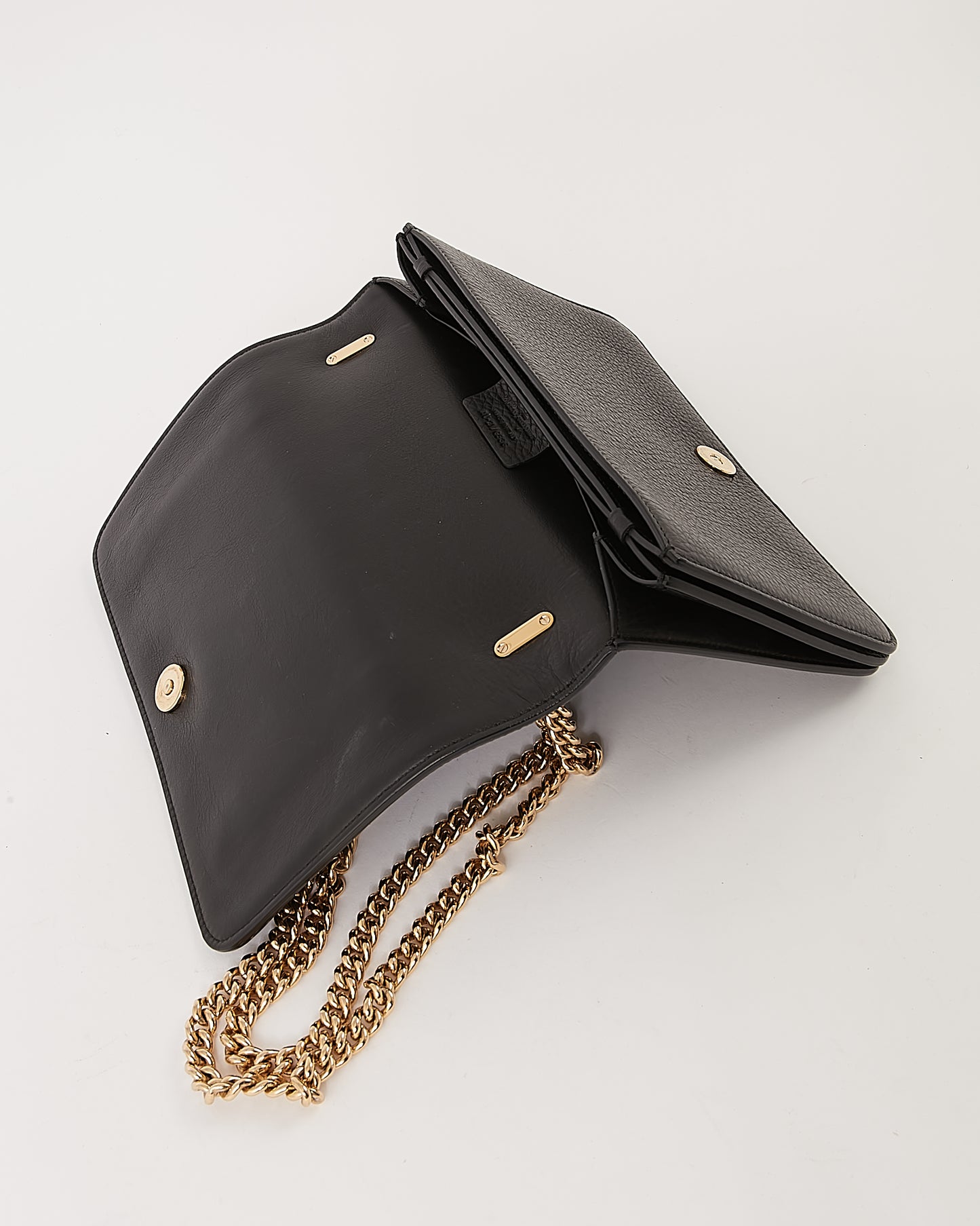 Ferragamo Black Leather Flap Shoulder Chain Bag