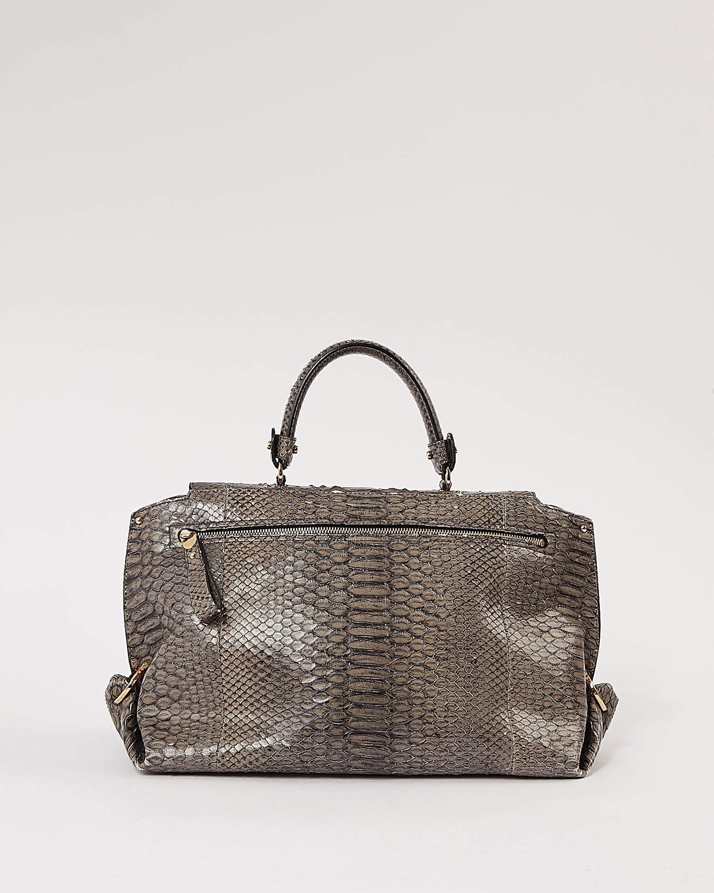 Ferragamo Grey Python Top Gancini Handle Bag RETURNED