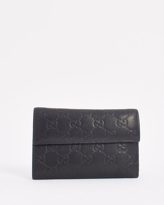 Gucci Black Leather Guccissima Continental Wallet